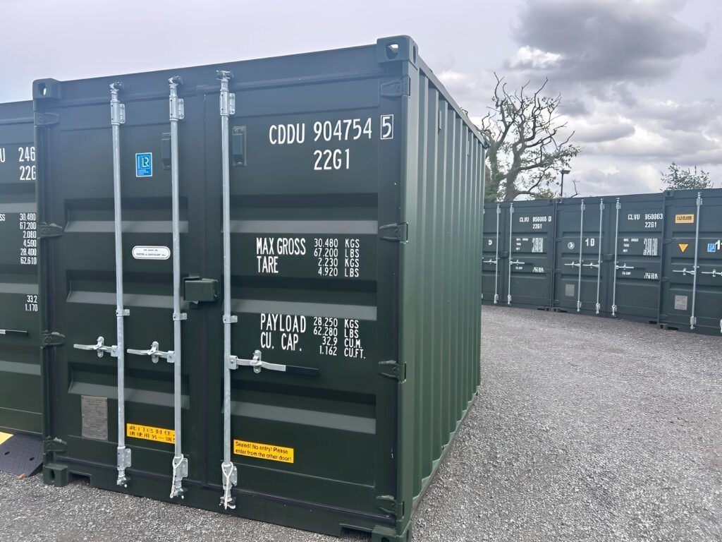 10ft-green1-1024x768-1.jpg 10ft x 8ft One-Trip Shipping Container – Green Corten Steel Storage Container - Image 1