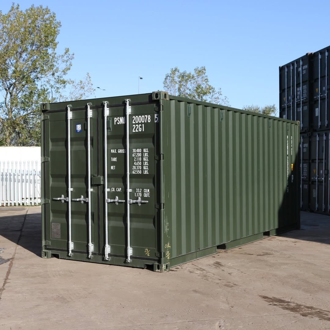 ty.jpg 20ft New One Trip Shipping Container – Standard Height – Dark Green - Image 1